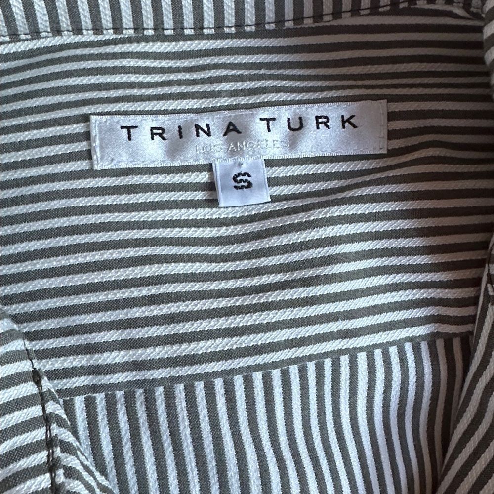 Trina Turk Buoyant Utility JacketSage Green & White Seersucker Size Small - Picture 3 of 5